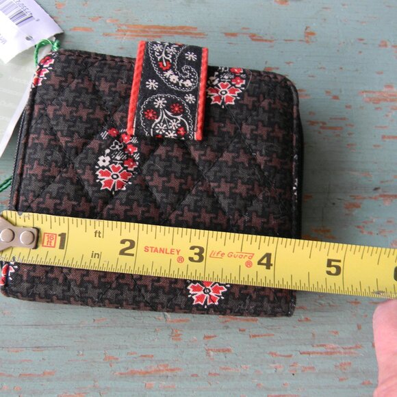 NWT VERA BRADLEY MINI ZIP COMPACT WALLET HOUNDSTOOTH BROWN - Picture 3 of 6